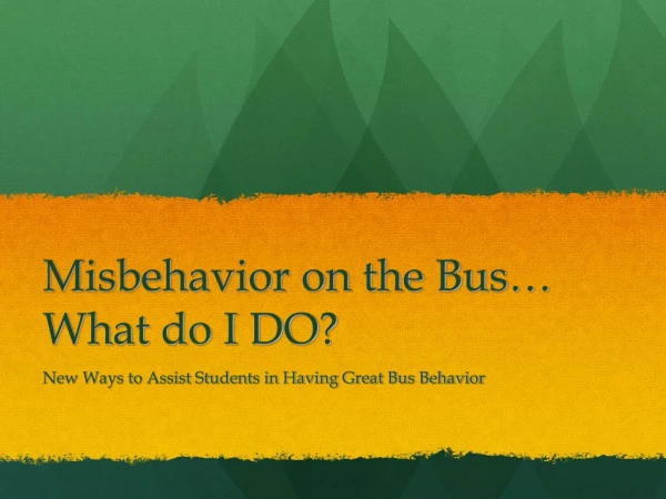 Misbehavior on the Bus… What do I DO?