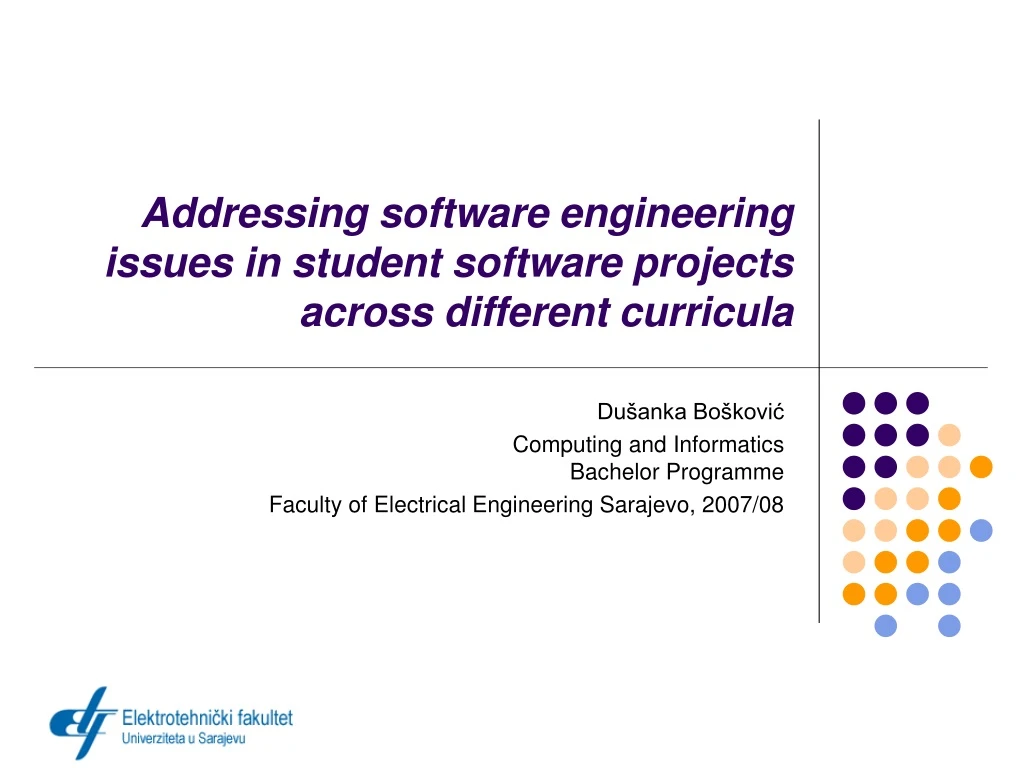 addressing software engineering issues in student software projects across different curricula