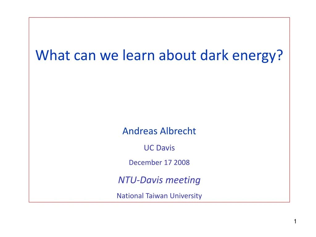 what can we learn about dark energy andreas