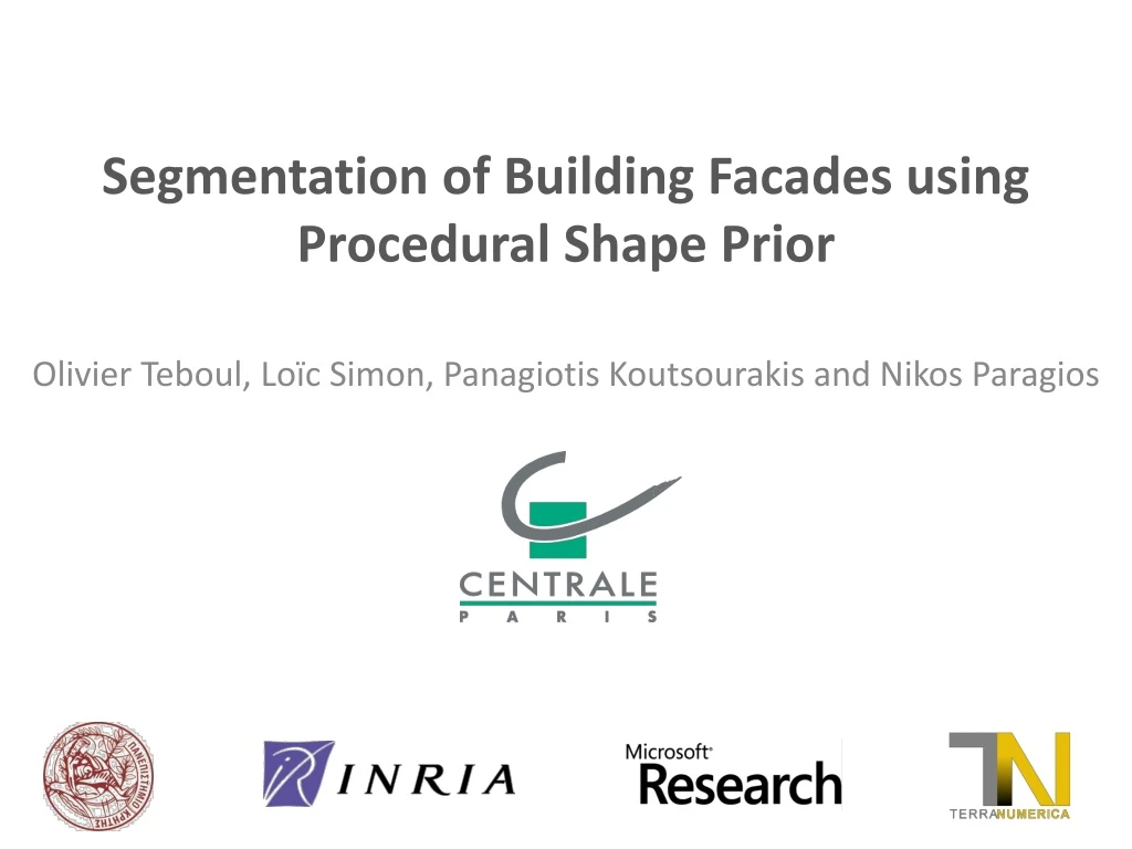 segmentation of building facades using procedural shape prior