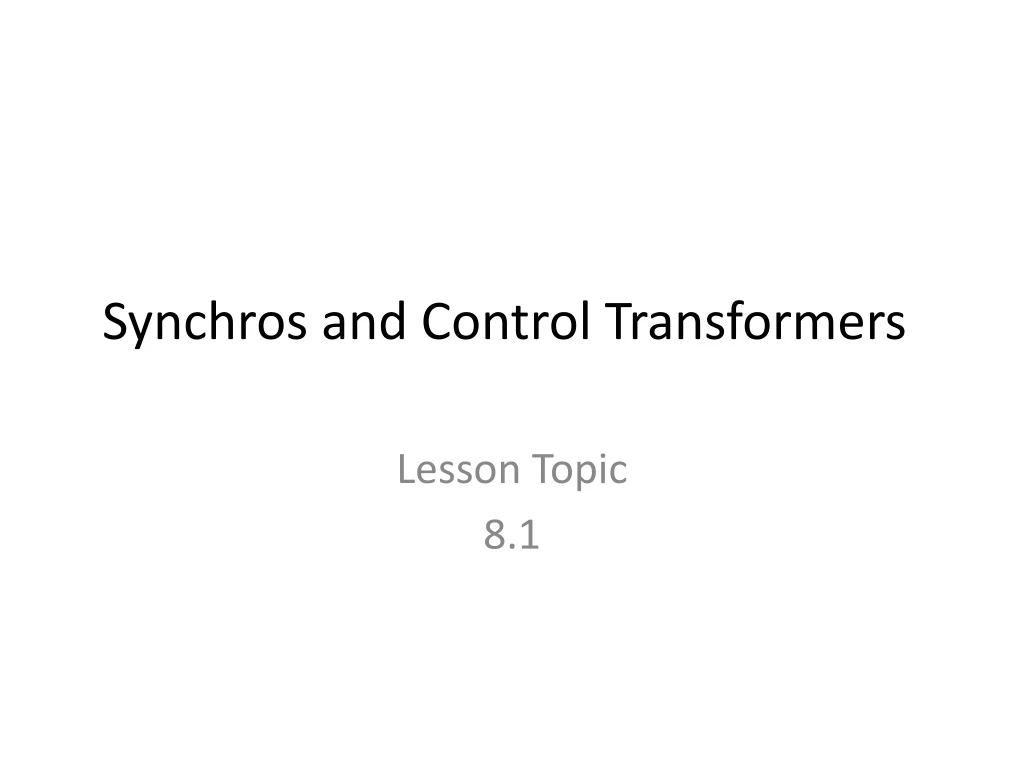 synchros and control transformers