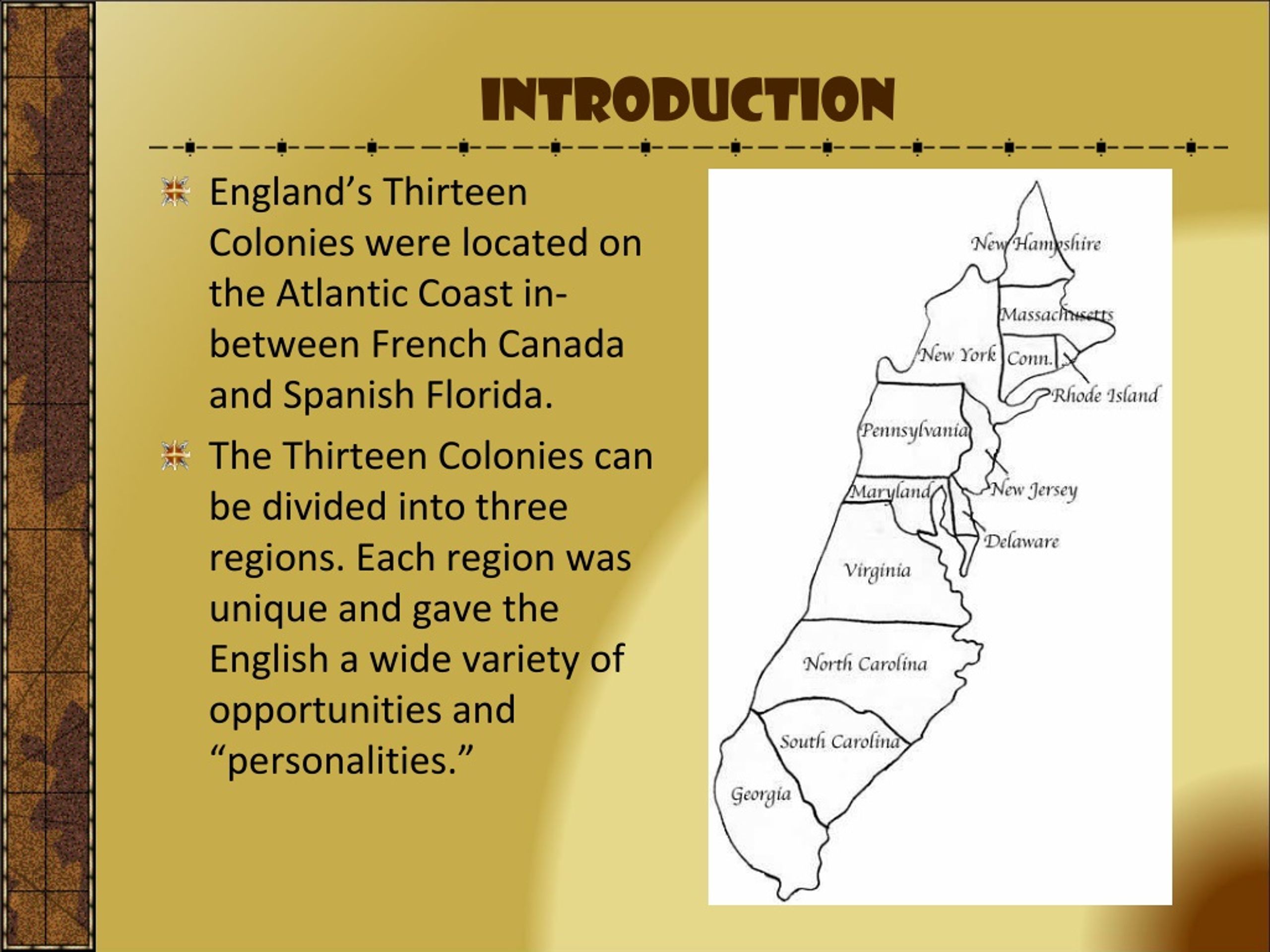 England's Thirteen Colonies - slide 1