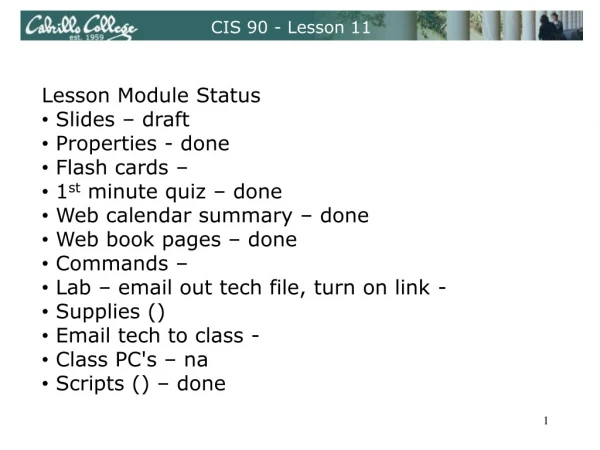 CIS 90 - Lesson 11