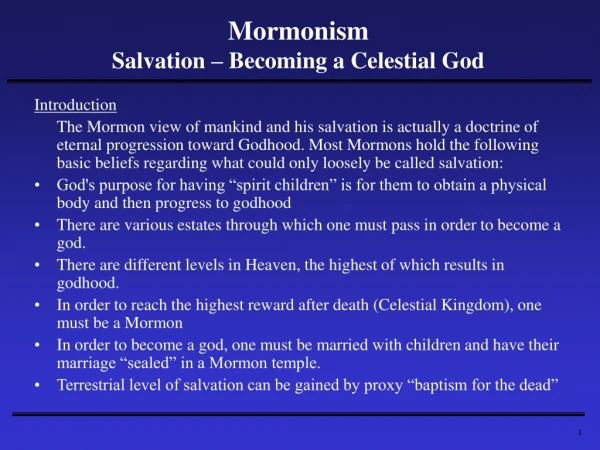 Mormonism Salvation – Becoming a Celestial God