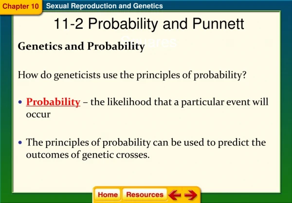 11-2 Probability and  Punnett Squares