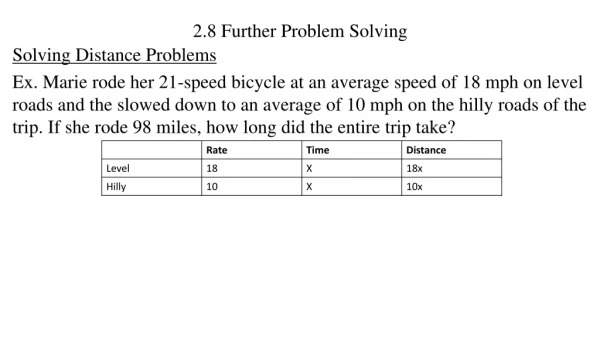 2.8 Further Problem Solving