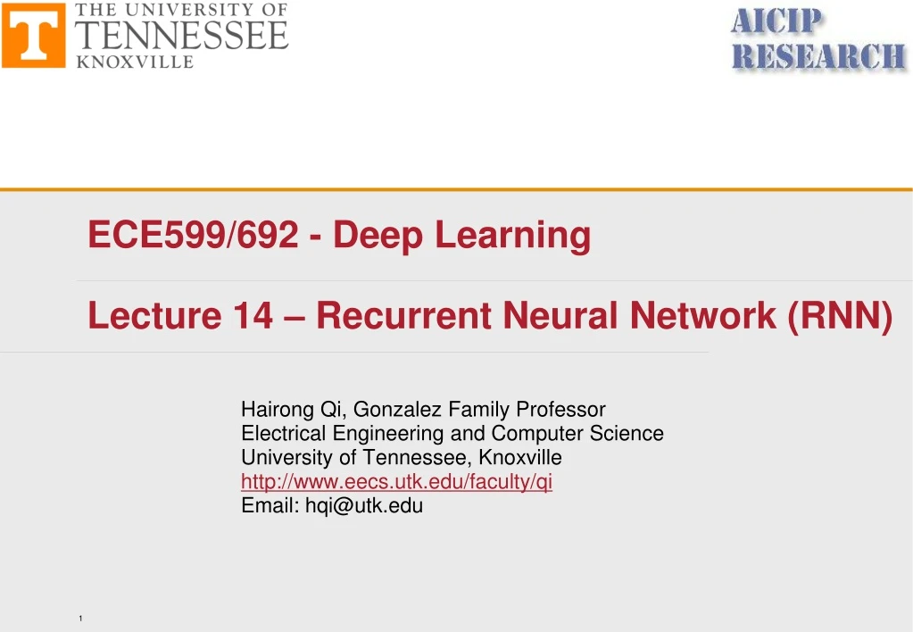 ece599 692 deep learning lecture 1 4 recurrent neural network rnn