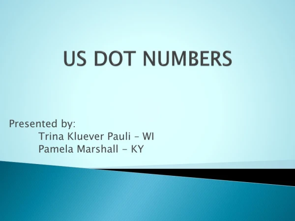 US DOT NUMBERS