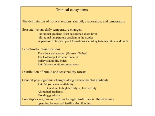 Tropical ecosystems