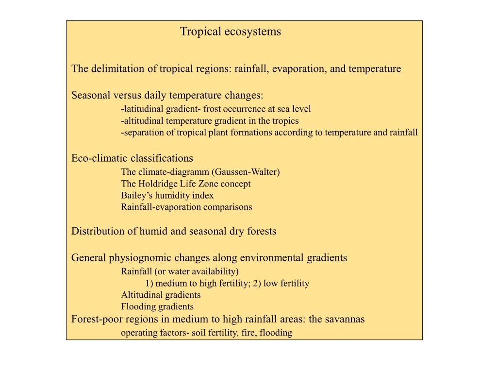 tropical ecosystems the delimitation of tropical