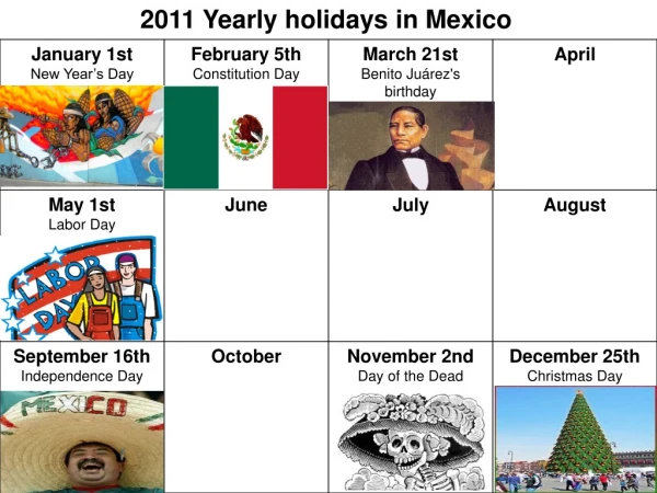 2011 Yearly holidays in Mexico