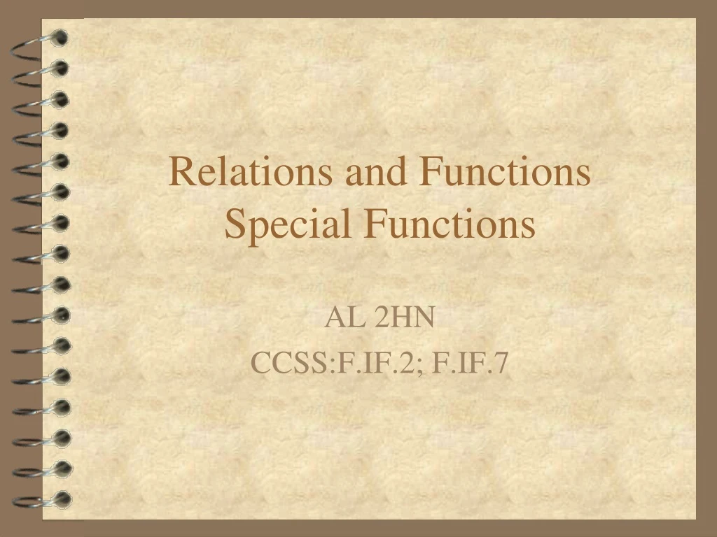 relations and functions special functions