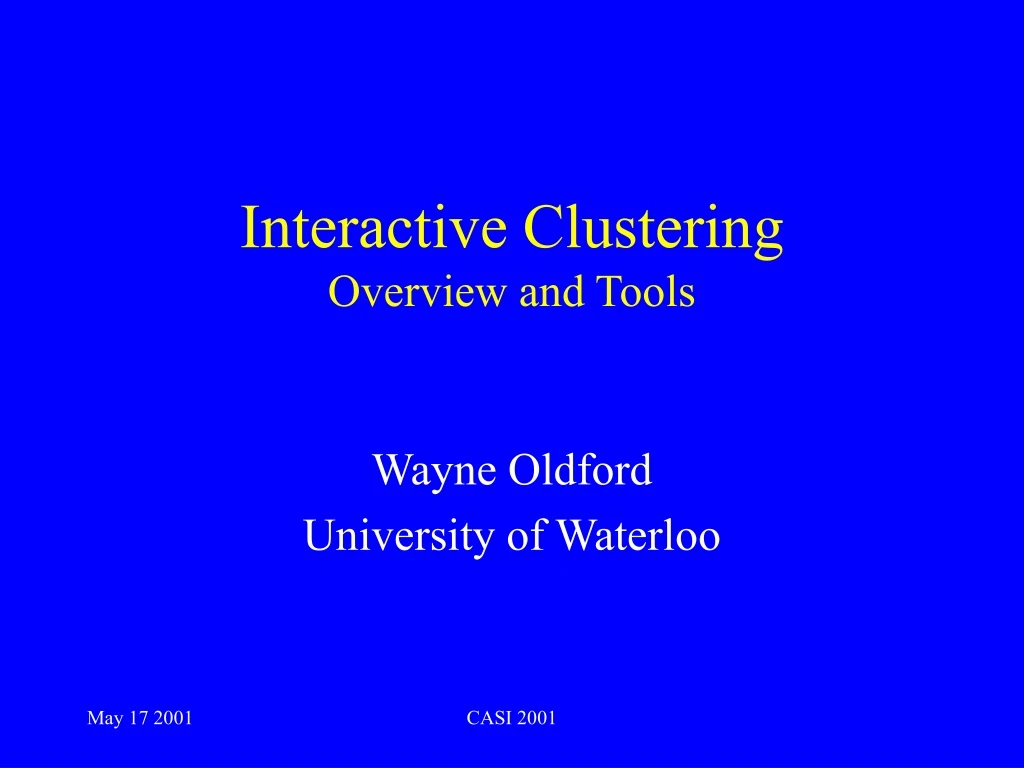 interactive clustering overview and tools