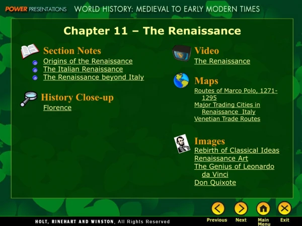 Chapter 11 – The Renaissance
