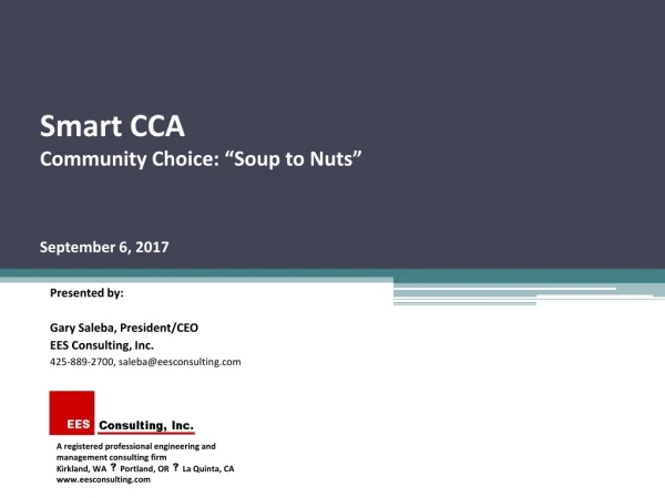 Smart CCA Community Choice: “Soup to Nuts” September 6, 2017