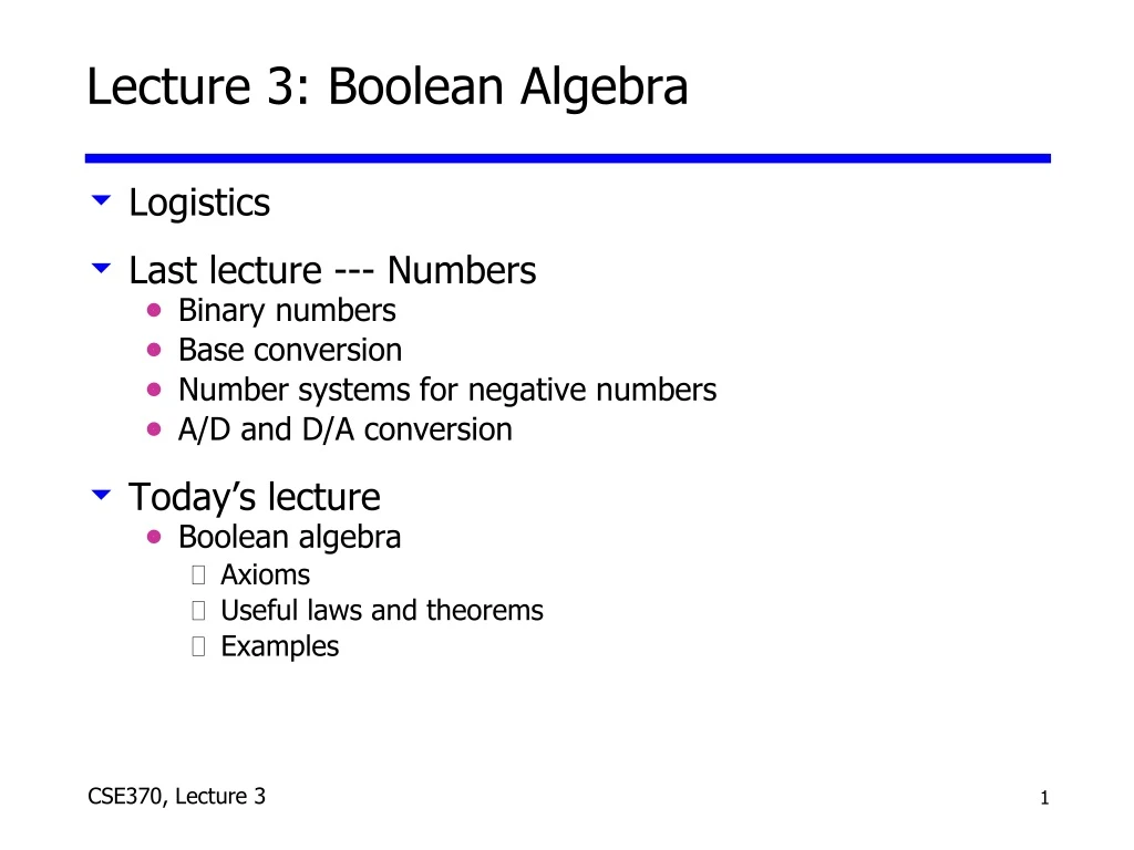 lecture 3 boolean algebra