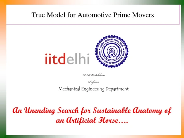 True Model for Automotive Prime Movers