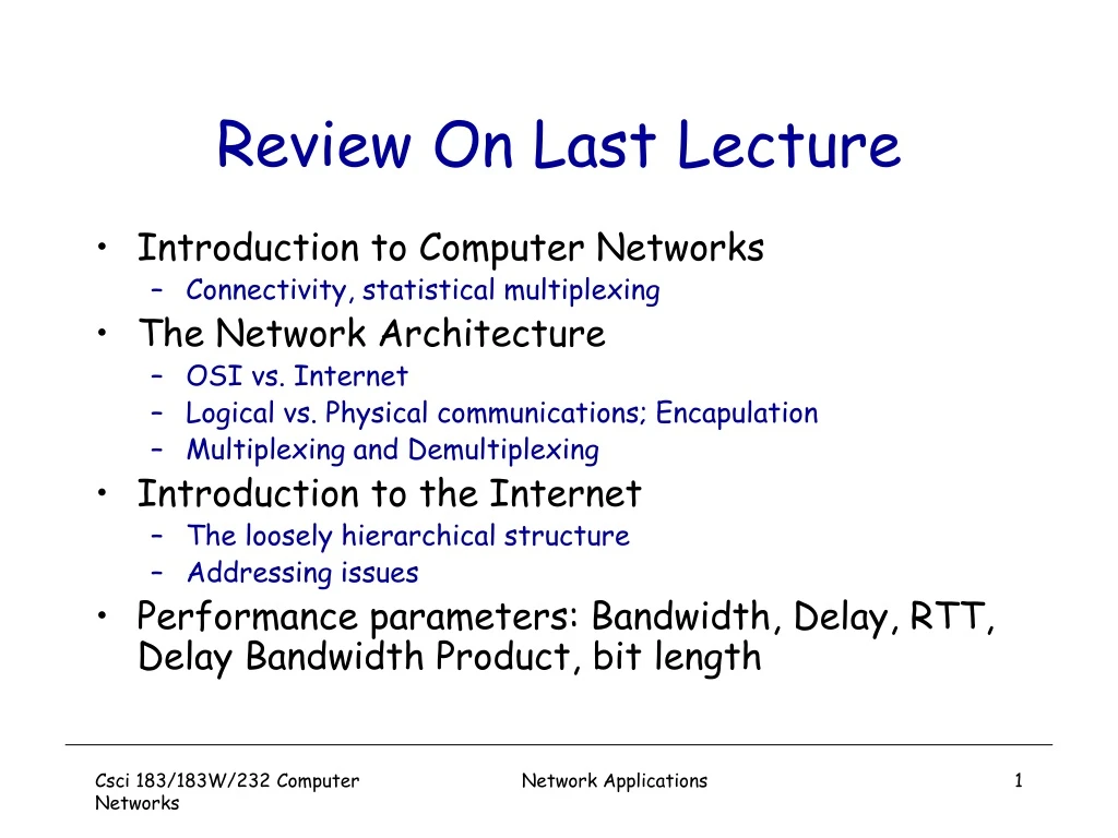 review on last lecture