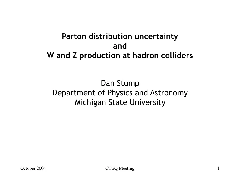 parton distribution uncertainty