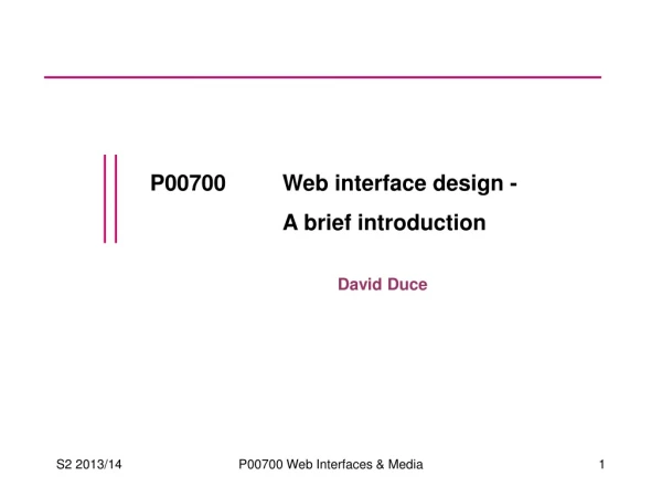 P00700	Web interface design -  		A brief introduction