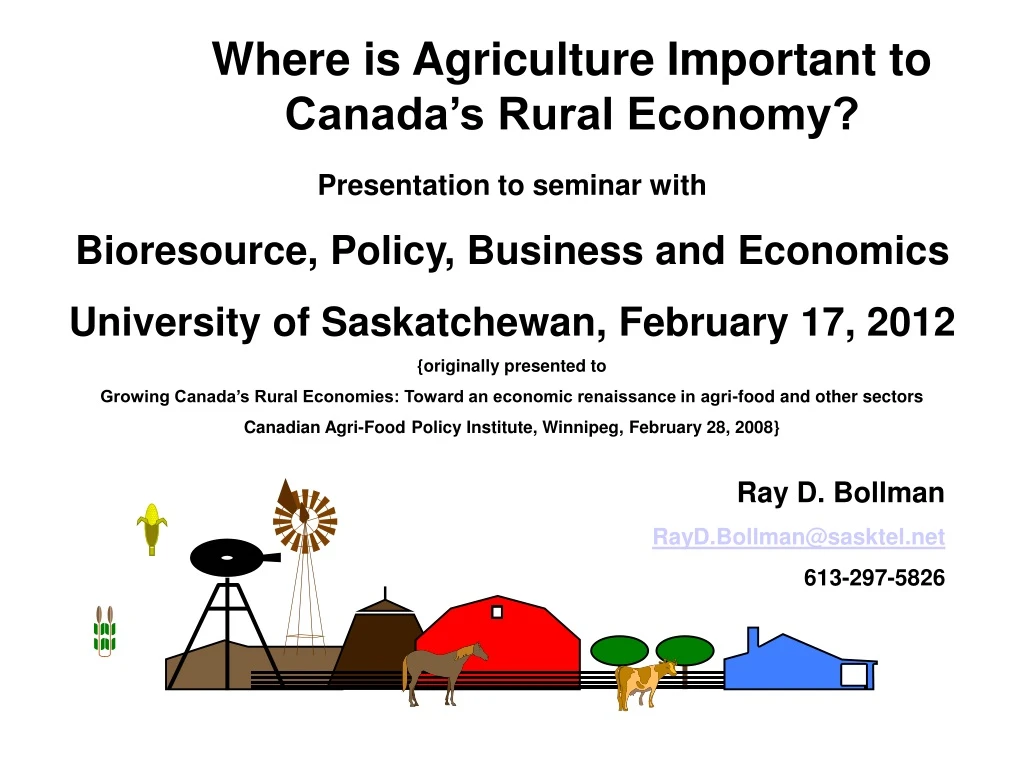 where is agriculture important to canada s rural
