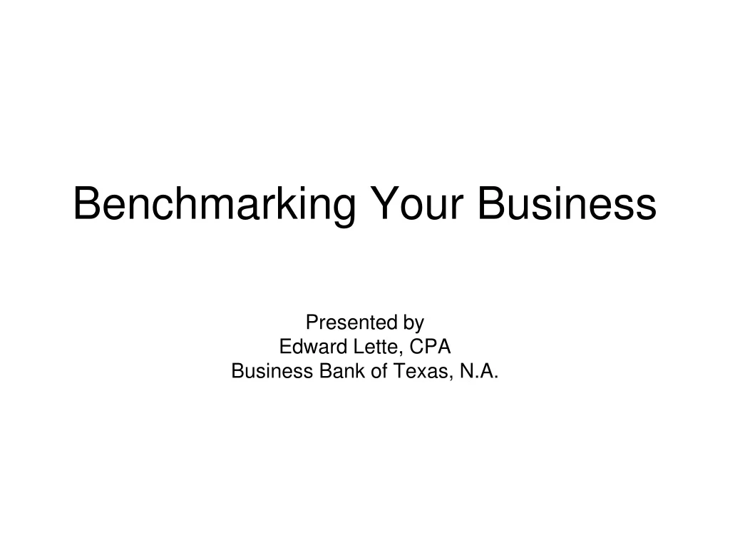 benchmarking your business