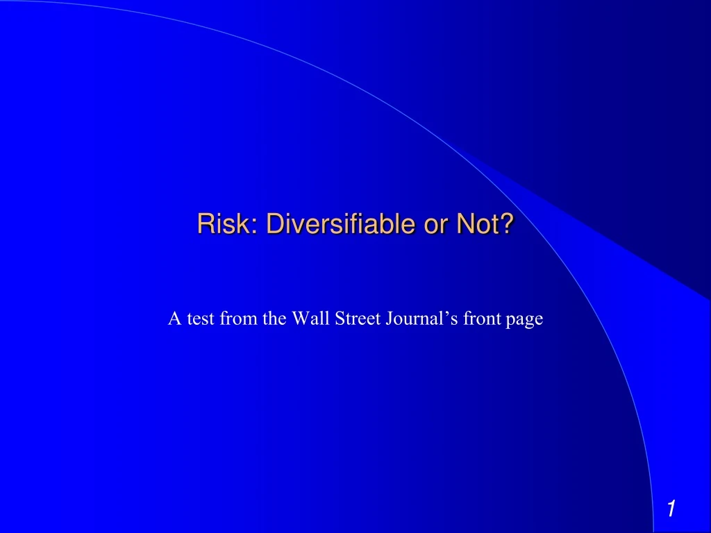 risk diversifiable or not
