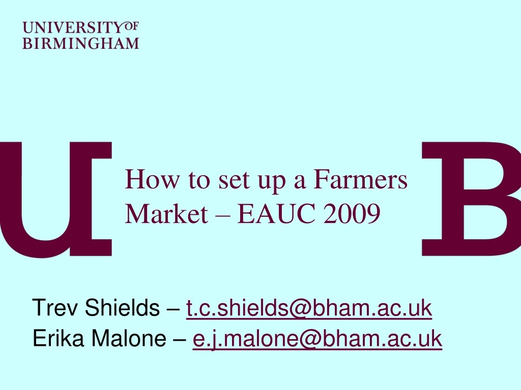 how to set up a farmers market eauc 2009