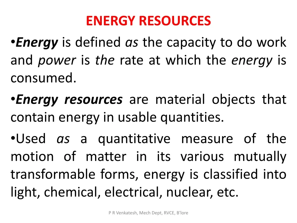 energy resources energy is defined