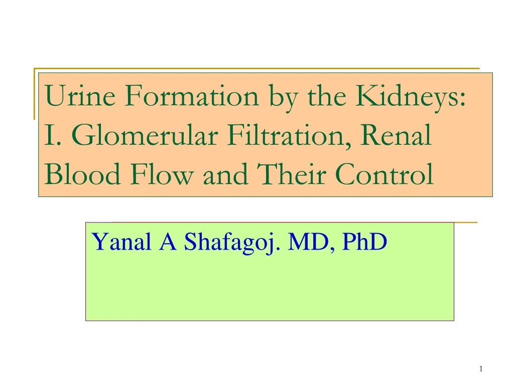 urine formation by the kidneys i glomerular filtration renal blood flow and their control