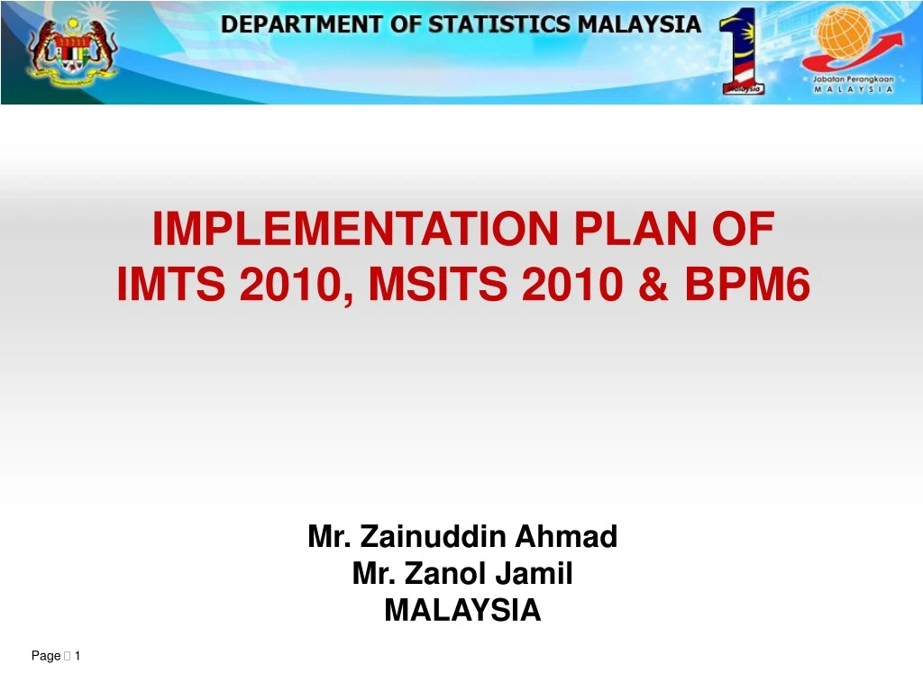 implementation plan of imts 2010 msits 2010 bpm6