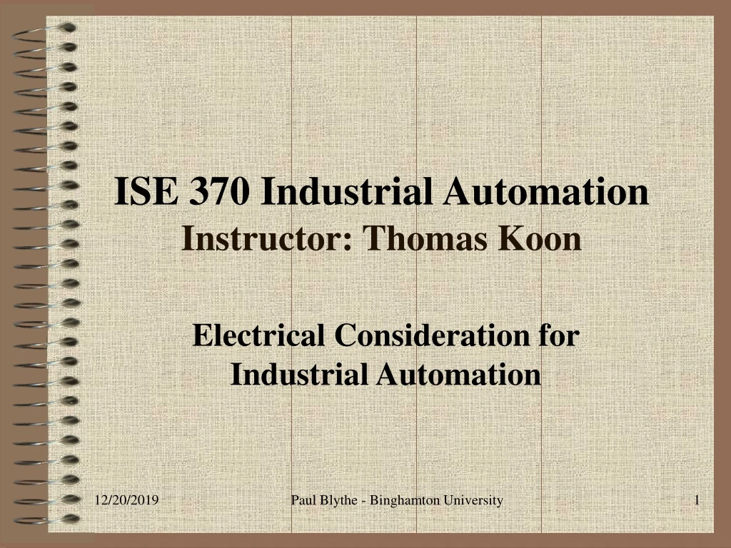 ise 370 industrial automation instructor thomas koon