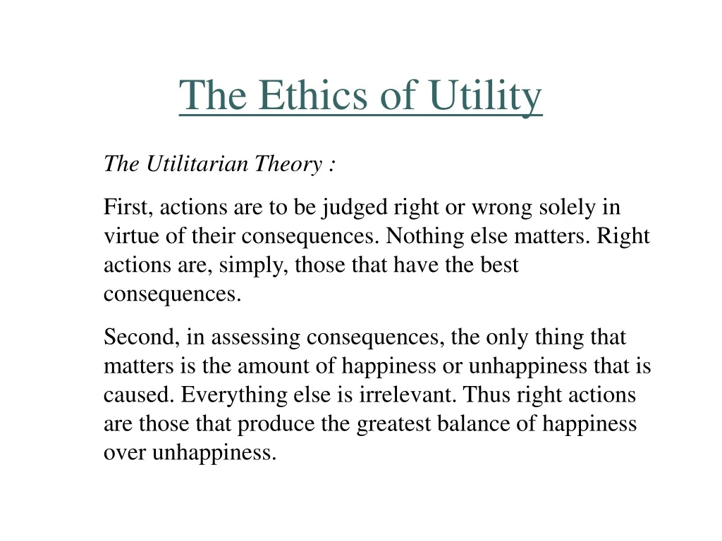 the ethics of utility