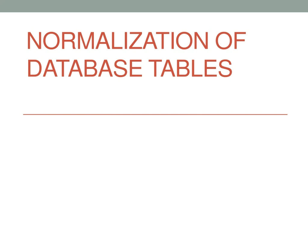 normalization of database tables