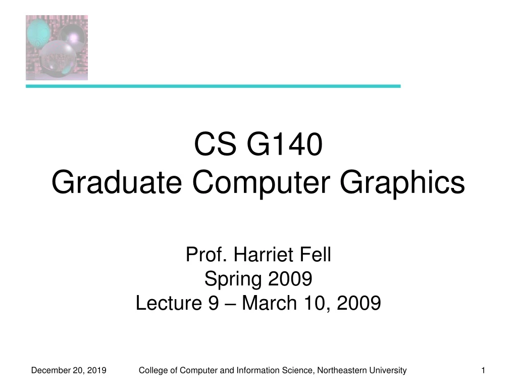 cs g140 graduate computer graphics