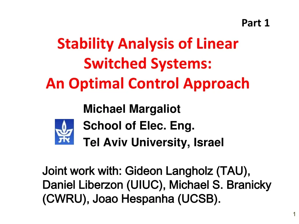 stability analysis of linear switched systems an optimal control approach