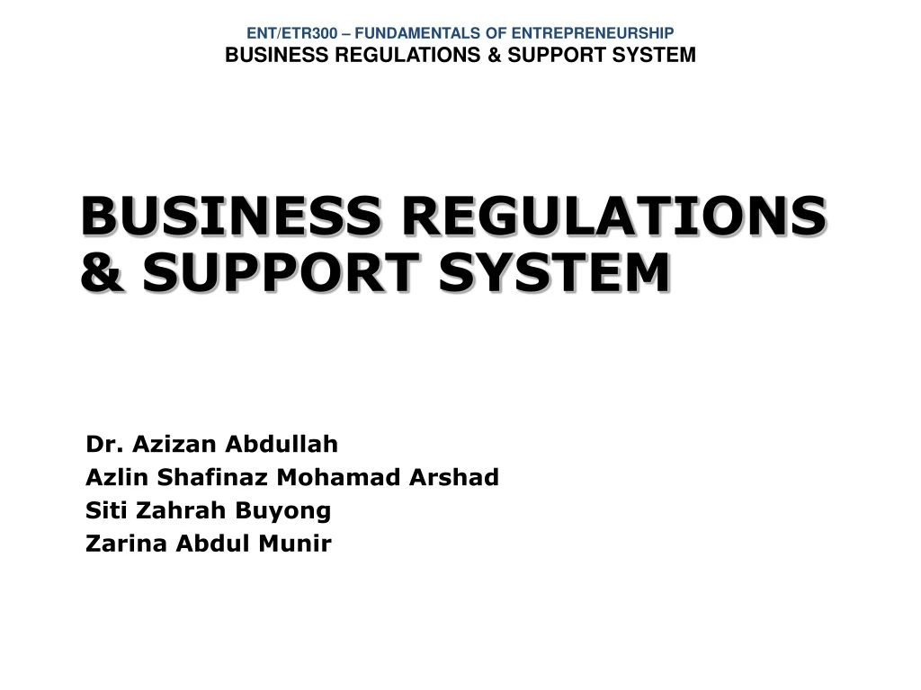 business regulations support system