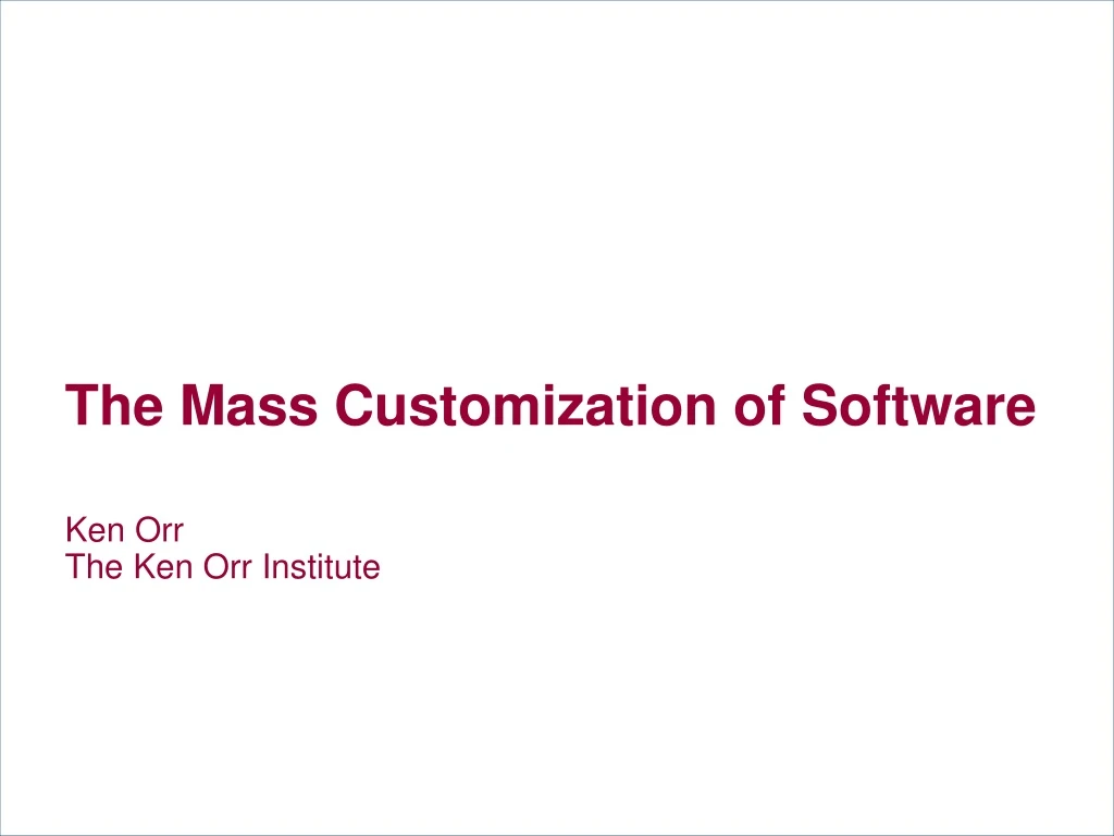 the mass customization of software
