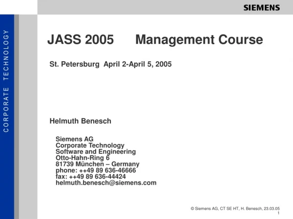 JASS 2005	Management Course