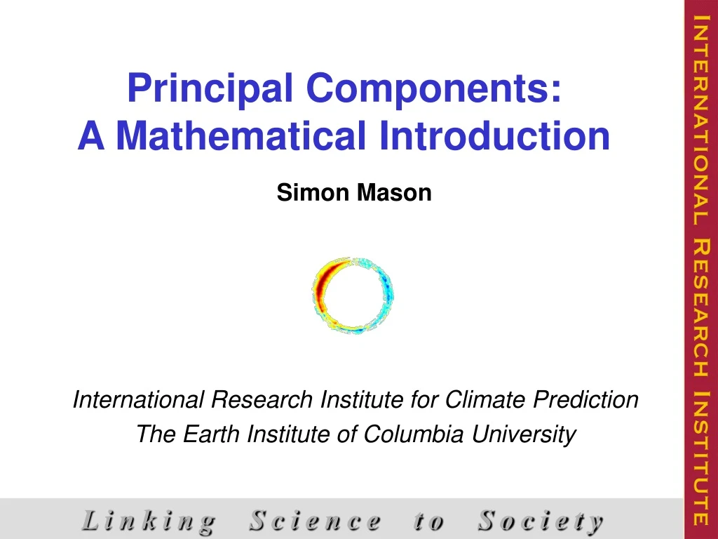 principal components a mathematical introduction