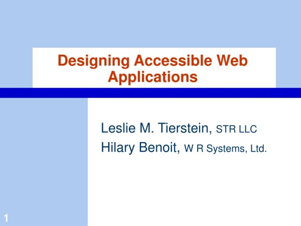 Designing Accessible Web Applications