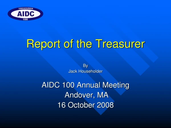 Report of the Treasurer