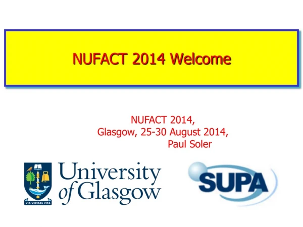 NUFACT 2014 Welcome