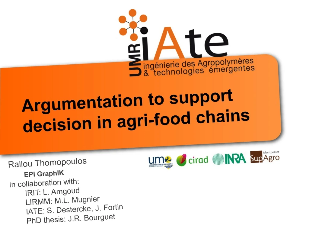 argumentation to support decision in agri food