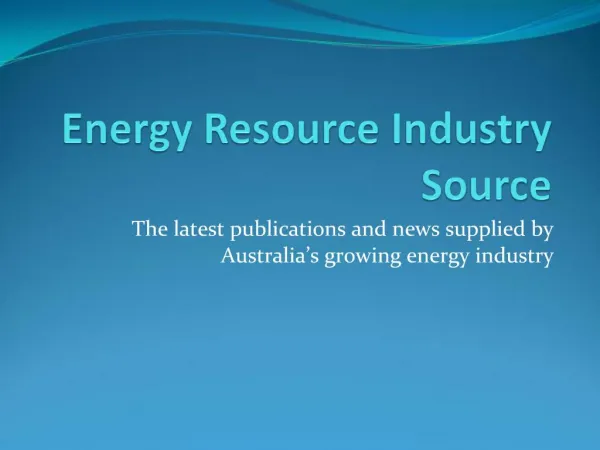 Energy Resource Industry Source