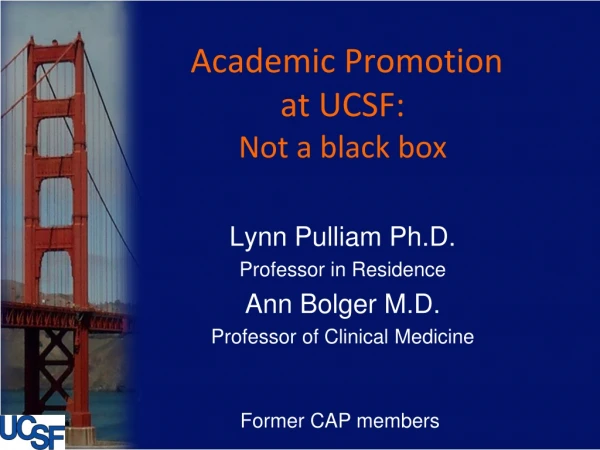 Academic Promotion  at UCSF:  Not a black box