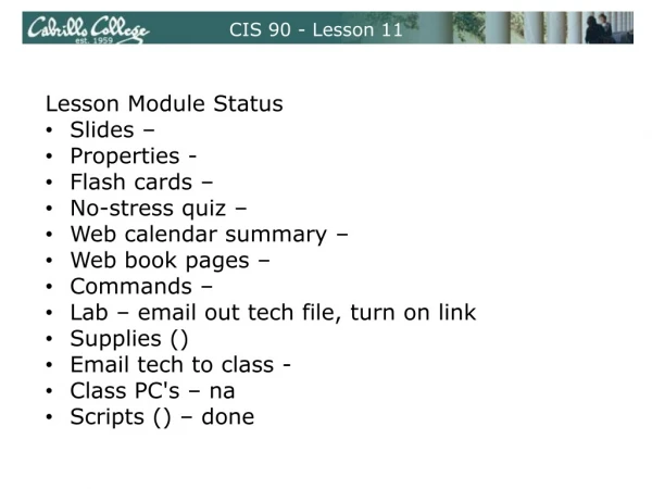 CIS 90 - Lesson 11