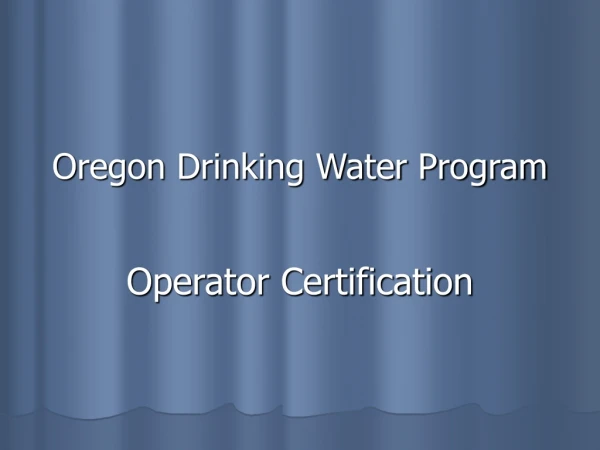 Oregon Drinking Water Program