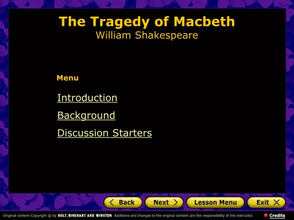 The Tragedy of Macbeth William Shakespeare