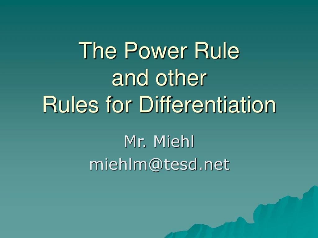 the power rule and other rules for differentiation